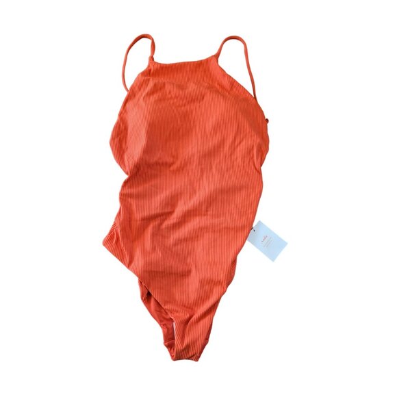 Andie Swim The Asbury Rib One Piece Siren Orange Size Large - Picture 7 of 8